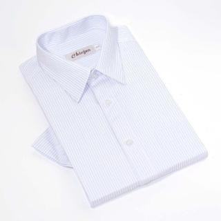 【CHINJUN】勁榮抗皺襯衫-短袖、白色藍條紋、s2202(任選3件999 現貨 商務 男生)