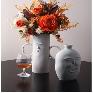 【JEN】北歐創意人臉素燒藝術花瓶花器桌面擺飾居家裝飾(人臉B款斜眼)