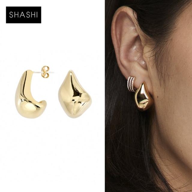【SHASHI】紐約品牌 Odyssey 奧德賽耳環 光芒水滴金色耳環(光芒水滴金色耳環)