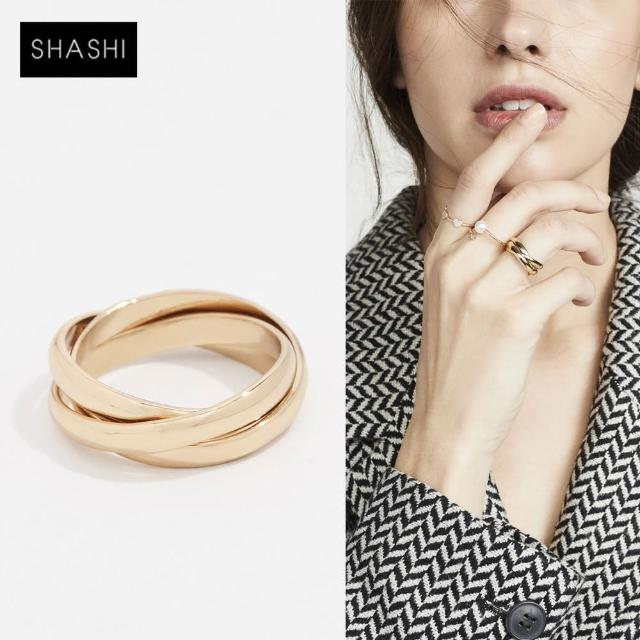 【SHASHI】紐約品牌 Vera 薇拉金色三環戒 優雅百搭金色戒指(三環戒)