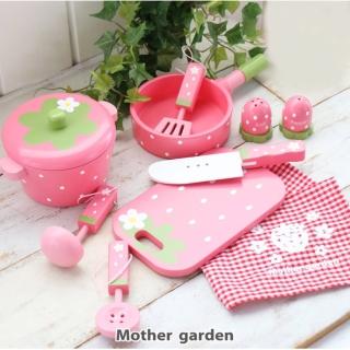 【Mother garden】木製玩具-廚房10件工具組 野莓經典款
