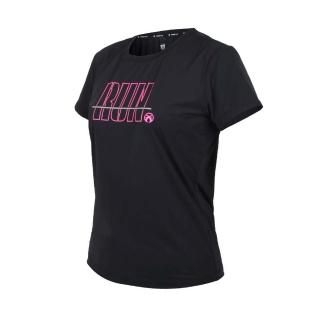 【FIRESTAR】女彈性印花短袖T恤-慢跑 路跑 涼感 運動 上衣 反光 黑桃紅灰(DL265-10)