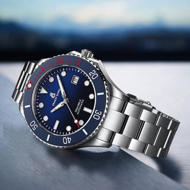【E.BOREL 依波路】睿智系列 陶瓷錶圈200米潛水機械錶-藍42mm(N0735G0B-MC6S)