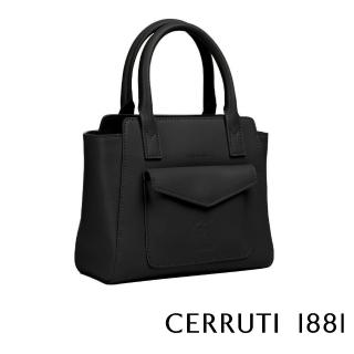 【Cerruti 1881】義大利百年精品 義大利頂級小牛皮手提包 CEBA05268M(黑色)