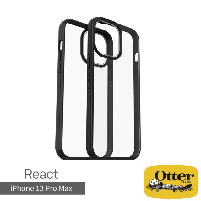 【OtterBox】iPhone 13 Pro Max 6.7吋 React輕透防摔殼(透黑)