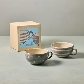 【有種創意食器】日本美濃燒 - 點線紋湯碗 - 禮盒組(2件式 - 400 ml)