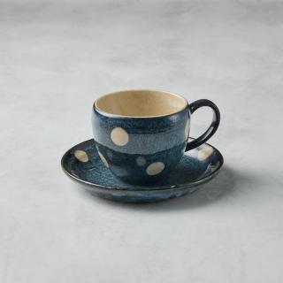 【有種創意食器】日本美濃燒 - 圓釉咖啡杯碟組 - 水玉點點(2件式 - 200 ml)