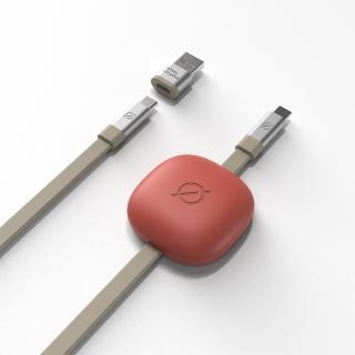 【Atom Studios】精緻居家必備1.8 M充電線[附贈線材固定器/品牌收納袋]橘棕 USB-C to USB-C(充電線)