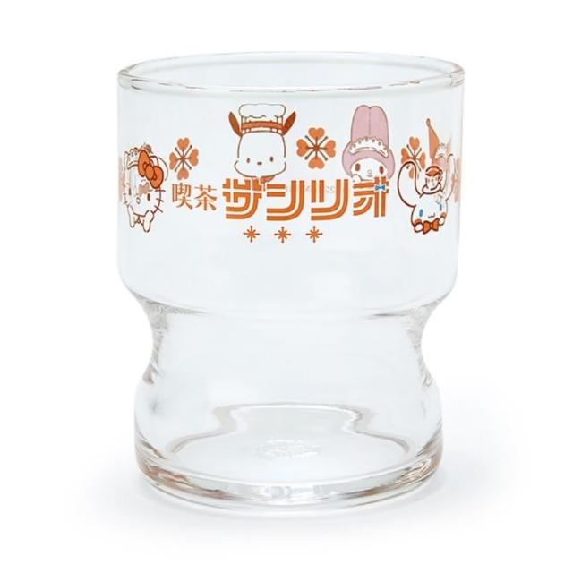 【小禮堂】Sanrio大集合 無把玻璃杯 240ml 《昭和喫茶館3.0》(平輸品)