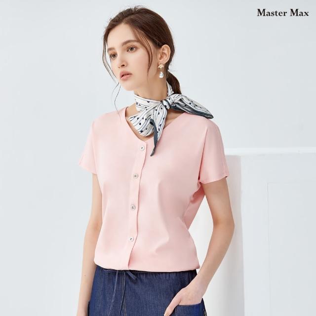 【Master Max】V領假排釦設計連袖彈性上衣(8217123)