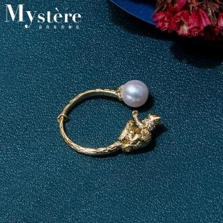 【my stere 我的時尚秘境】秘境設計款-韓國精緻貓咪造型珍珠項鍊戒指(輕奢 淡水珍珠 貓咪 日本)