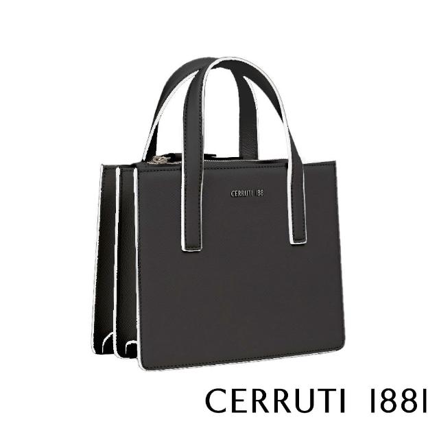【Cerruti 1881】義大利百年精品 義大利頂級小牛皮手提包 CEBA05363M(黑色)