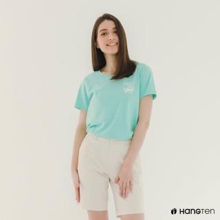 【Hang Ten】女裝-純棉玉山山岳印花短袖T恤(綠)