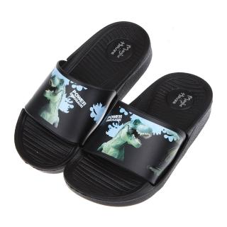 【布布童鞋】DINOSAUR黑色暴龍曬太陽兒童輕量拖鞋(M2G725D)