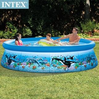 【INTEX】海洋圖案簡易裝EASY SET游泳-附濾水泵 305x76cm 3853L 適用6歲+(28125)