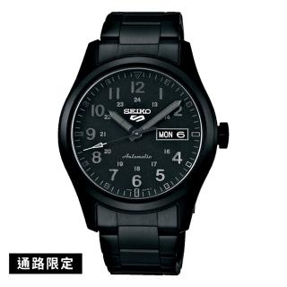 【SEIKO 精工】5Sports系列全黑軍風機械錶39.4mm(SRPJ09K1/4R36-10A0N)