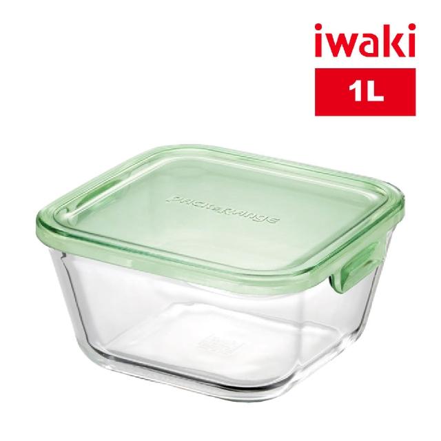 【iwaki】日本耐熱玻璃微波保鮮盒1L(綠色)
