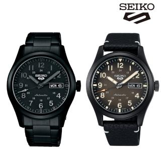 【SEIKO 精工】5Sports系列全黑軍風機械錶39.4mm(SRPJ09K1/SRPG41K1 兩款可選)