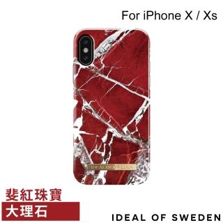 【iDeal Of Sweden】iPhone X / Xs 5.8吋 北歐時尚瑞典流行手機殼(斐紅珠寶大理石)