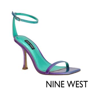 【NINE WEST】YESS3 一字帶繞踝方頭細跟涼鞋-紫色