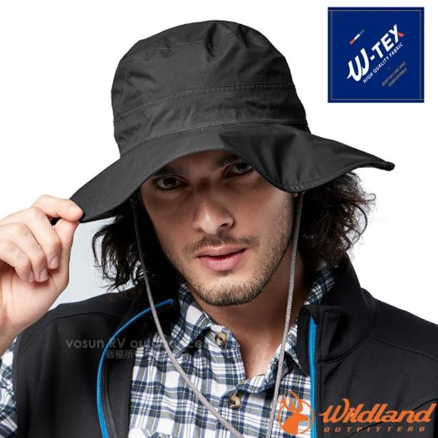 【Wildland 荒野】全效能_可調式抗UV防水透氣寬邊大盤帽子(W2008-54 黑)