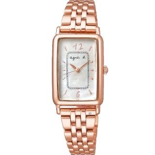 【agnes b.】marcello系列 長方形經典女錶 手錶 指針錶 禮物(VC01-KYT0K /BX2006X1)