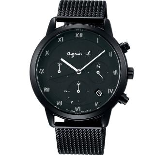 【agnes b.】時尚三眼羅馬字米蘭帶計時腕錶(VR42-KGD0U/BZ5007P1)