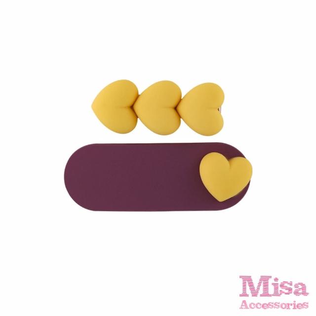 【MISA】立體髮夾 撞色髮夾 愛心髮夾/可愛立體撞色愛心造型髮夾2件組(3款任選)