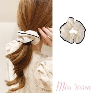 【MISS KOREA】撞色髮圈 滾邊髮圈/韓國設計溫柔氣質撞色滾邊優雅髮圈 大腸圈 髮繩(2色任選)