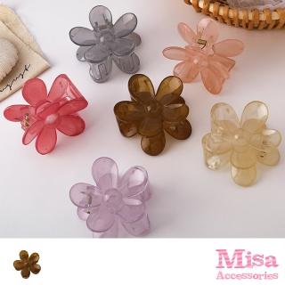 【MISA】花朵髮夾 果凍髮夾/透明果凍色系可愛花朵造型抓夾 髮夾 馬尾夾(6色任選)