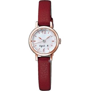 【agnes b.】marcello系列 手寫時標經典女錶 手錶 指針錶 禮物(VC01-KVS0R/BX2010X1)