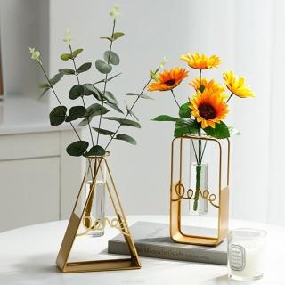 【JEN】北歐創意玻璃金屬花瓶花器居家擺飾桌面裝飾(4款可選)