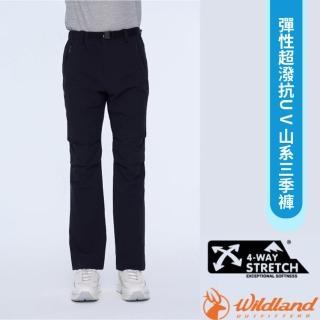 【Wildland 荒野】男 N66彈性超潑抗UV山系三季褲.機能褲.工作褲(0B01338-54 黑色)