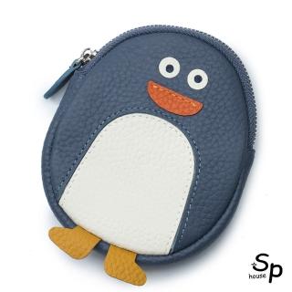 【Sp house】日系可愛呆萌小企鵝牛皮拉鍊零錢包化妝包收納包(8色可選)