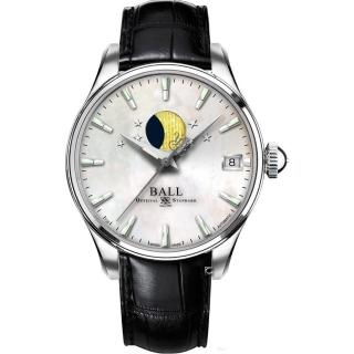 【BALL 波爾 官方授權】Trainmaster Moon Phase 鐵路長官月相機械錶 手錶 指針錶 禮物(NL3082D-LLJ-WH)