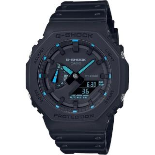 【CASIO 卡西歐】G-SHOCK 八角防護構造雙顯手錶 畢業 禮物(GA-2100-1A2/速)