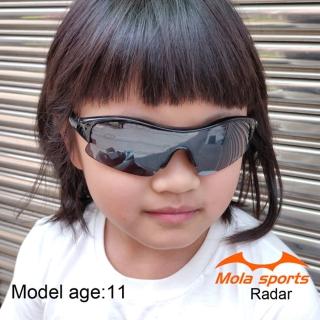 【Mola Sports】兒童運動 太陽眼鏡 墨鏡 8-14歲 男女 UV400 黑框 茶片 安全防護鏡片 Radar-blb 摩拉