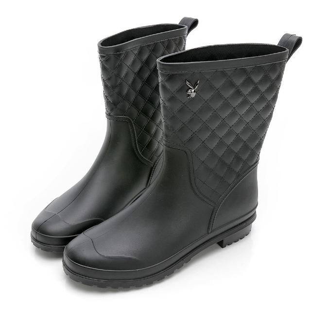【PLAYBOY】優雅氣息 舒適中筒防水靴 雨鞋-黑-Y8293CC(防水 雨鞋)