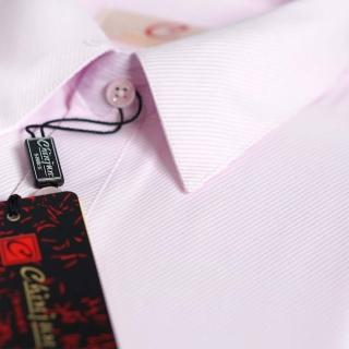 【CHINJUN/65系列】機能舒適襯衫-長袖短袖、粉色斜紋、8088(商務 口袋 舒適 面)
