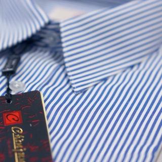 【CHINJUN/65系列】舒適抗皺襯衫-長袖、藍白相間條紋(商務 口袋 舒適 面試 業務 上班 男生 男士 現貨)