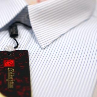 【CHINJUN/65系列】機能舒適襯衫-長袖、白底藍條紋、5002-3(商務 口袋 舒適 面)