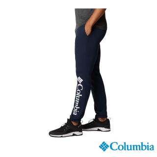 【Columbia 哥倫比亞 官方旗艦】男款-LOGO 彈性慢跑褲-深藍(UAE54410NY / 2022年春夏商品)