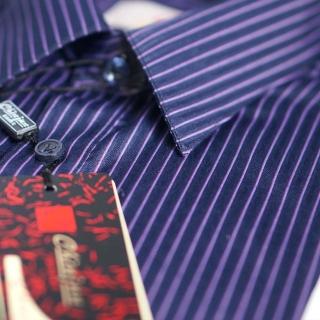 【CHINJUN/65系列】舒適抗皺襯衫-長袖、藍紫色條紋(商務 口袋 舒適 面試 業務 上班 男生 男士 現貨)