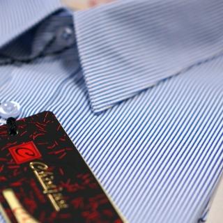 【CHINJUN/65系列】機能舒適襯衫-長袖短袖、藍細條紋、5323、s5323(商務 口袋)