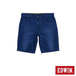 【EDWIN】男裝 JERSEYS 加大碼 EJ3棉復古休閒短褲(拔洗藍)