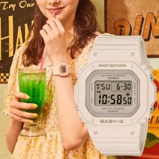 【CASIO 卡西歐】學生錶Baby-G 奶茶色 纖薄輕巧電子錶- 畢業禮物(BGD-565U-4)