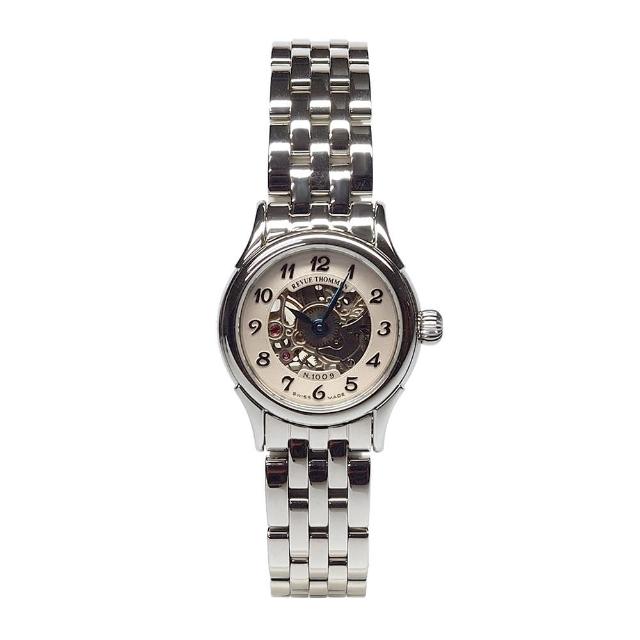 【REVUE THOMMEN 梭曼】經典鏤空機械女腕錶 白色錶盤x鍊帶/25mm(12501.3138)