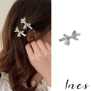 【INES】蝴蝶結髮夾/韓國設計法式復古冷淡風蝴蝶結造型髮夾(2色任選)