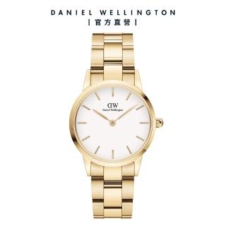【Daniel Wellington】DW 手錶 Iconic Link 28mm/32mm精鋼錶 香檳金-白錶盤(DW00100567)