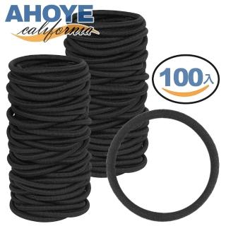 【AHOYE】4mm彈力棉繩粗髮圈 黑色-100條裝 髮束 綁頭髮 髮繩
